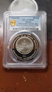 1994 Mo Mexico Silver Medal 1913 Peso Chihuahua Numismatic PCGS SP69 4736 - Picture 1 of 4