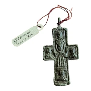 Ancient Byzantine Empire Bronze Christian Cross Pendant, Ca. 7-15th Century AD - Picture 1 of 7