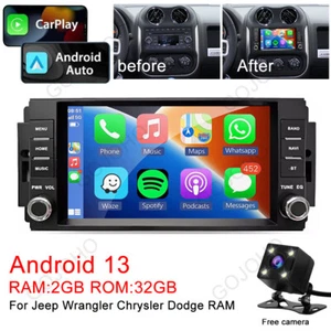7" Car Stereo Radio Wifi For Jeep Wrangler Chrysler Dodge Ram GPS Navi Carplay - Picture 1 of 14