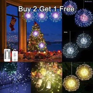 LED Fireworks Fairy Light USB 8 Modes Remote Hanging Sparkle Outdoor Xmas Decor - Picture 1 of 14