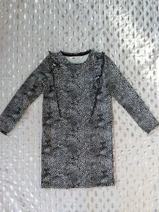 H&M long sleeve black ruffled pencil dress sz 4-6 - Picture 1 of 3