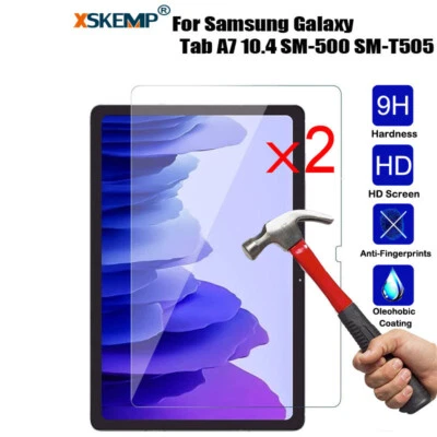 2Pcs Tempered Glass Screen Protector Samsung Tab A7 10.4 T500 T505 Anti Scratch - Image 1 of 4