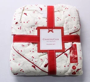 Charter Club Women's Cotton Cardinal Vine-Print Pajama Set BL1 Ivory Large NWT - Picture 1 of 3