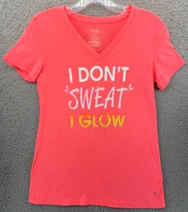 Danskin T-Shirt Women’s XS Pink Neon “I Don't Sweat I Glow” Gym Yoga Athletic - Picture 1 of 13