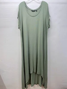 H by Halston Women's Size 2X Hi-Low Hem Short-Sleeve Knit Maxi Dress Sage Green - Picture 1 of 9