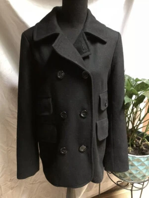 Chaquetón para mujer BCBGMAXAZRIA negro mezcla lana forrado doble botonadura talla M’s Foto 1 de 4