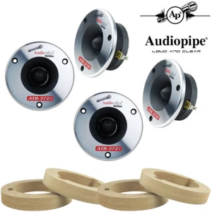 (2 Pair) 350W Titanium Super Bullet Tweeters 4ohm w/ Custom MDF Tweeter Adapters - Picture 1 of 4