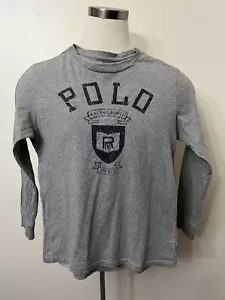 Polo Ralph Lauren Boys Shirt Size Large Youth Gray 1967 Logo Long Sleeve - Picture 1 of 3