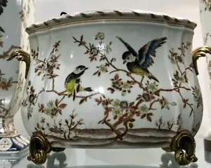 PORZELLAN ÜBERTOPF/CACHETOPF MIT BRONZE ORMOLU -12''L - Bild 1 von 4