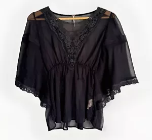 Free People Sheer Babydoll Top Size S Oversized Whimsgoth Festival Coachella - Picture 1 of 13