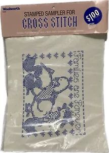 Vintage Stamped Cross Stitch Sampler Families Are Forever Ducks Pattern New - Picture 1 of 5
