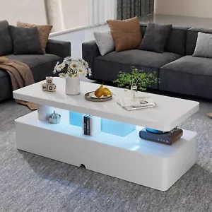 Mesa de centro moderna y elegante con luces LED de 16 colores para sala Oferta - Picture 1 of 9