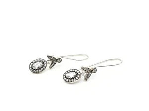 925 Sterling Silver White Zircon Women's Earrings - Picture 1 of 5