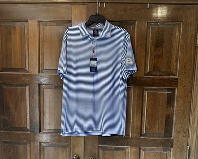 NWT Donald Ross Sport Owen Blue White Stripe Men’s Polo Size Large PGA Logo - Image 1 of 4