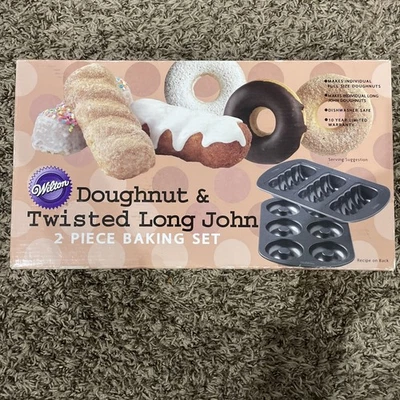 Wilton Doughnut & Twisted Long John 2 Piece Baking Pan Set NEW In Box  - Image 1 of 4