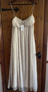 Mango Size 14 Summer Chiffon Maxi Dress Ivory & Red Floral New With Tags - Picture 1 of 3