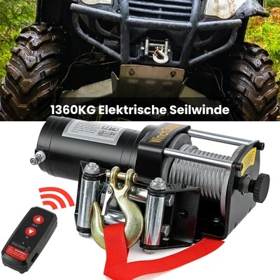 Elektrische Seilwinde 12V mit Funkfernbedienung Offroad Motorwinde Elektrowinde - Bild 1 von 4