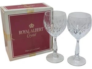 ROYAL ALBERT Crystal Wine Glasses Countess Pattern Set of 2 Boxed - Picture 1 of 12