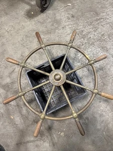 Rosebank Ironworks Edinburgh Heavy Brass Brown Bros & Co Ships Wheel 30” - Picture 1 of 4