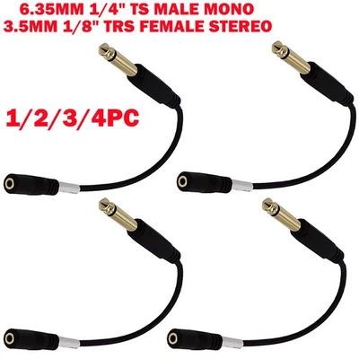 1/2/3/4Pcs 1/4" TS Male Mono to 1/8" TRRS Female Stereo Audio Adapter Cable HOT - Image 1 of 4