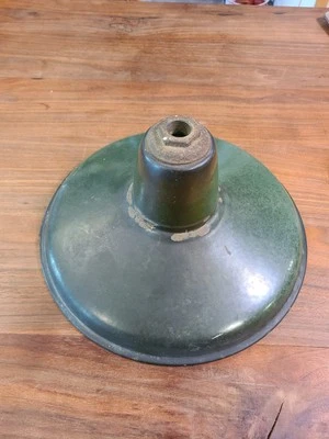 Vintage Gas Station Porcelain Barn Light Industrial 12" Light Shade Green - Image 1 of 4