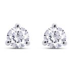 2.95 Ct Martini Style Solitaire Stud Earrings 10k Solid White Gold Screw Back