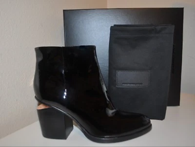 NIB Alexander Wang GABI Ankle Block Heel Bootie Black Patent Leather EUR 38  - Image 1 of 4