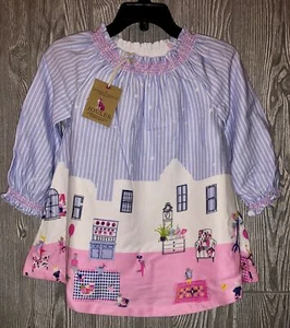 JOULES Elsie Woven Bear Border Smocked L/S Dress NEW Infant Girls Sz 9 / 12 mos - Picture 1 of 5