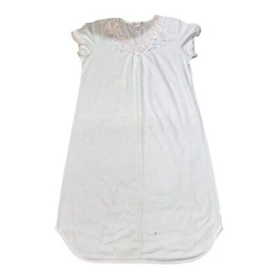 Camisón Miss Elaine para mujer M blanco con ribete de encaje vintage de algodón núcleo de cabaña Foto 1 de 4