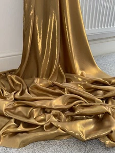 Abito da sposa 1 metro oro lucido look bagnato lucido tessuto di raso lucido largo 58 - Foto 1 di 13