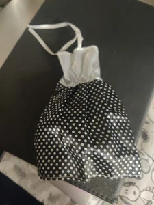 Barbie Dress White On Top Black And White Polka Dots Bottom - Picture 1 of 4