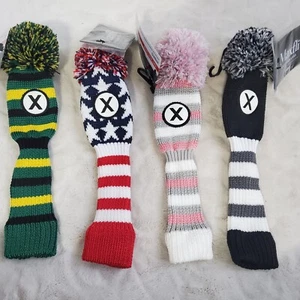 Maxfli Hybrid Golf Club Head Covers Knit Pom Set of 4 - Picture 1 of 8