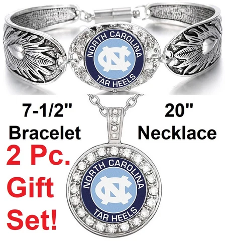 North Carolina Tar Heels Womens Blue Sterling Necklace Bracelet Jewelry D3D18 Cover