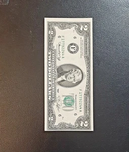 MISCUT ERROR 1976$2 UNCIRCULATED. FANCY SERIAL NUMBER THREE PAIRS OF 77,22, 44 - Picture 1 of 2