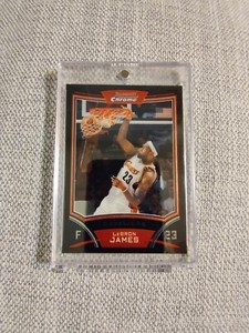 2008 Bowman Chrome LeBron James #3 and 2016-17 LBJ Panini Studio Holo #18. 