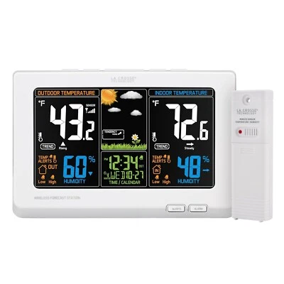 La Crosse Technology Wireless Color Forecast Weather Station Digital White - Image 1 of 4