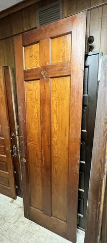Large Antique Salvaged Interior Pine Wood Door 5 Panel 91 3/4 X 29 3/4” Cover