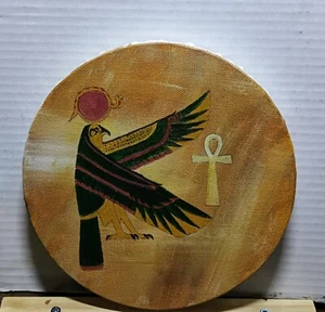 Art 8"/8" Ancient Egypt Falcon Horus. Acrylic painting. Stretched canvas.  - Picture 1 of 6