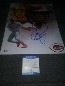 Barry Larkin Signed 11x14 Cincinnati Reds Beckett - Picture 1 of 1