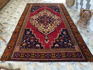 Handmade Turkish Vintage Rug 6x10 1970s Tribal Wool Farmhouse Antique Large Area - Picture 1 of 16