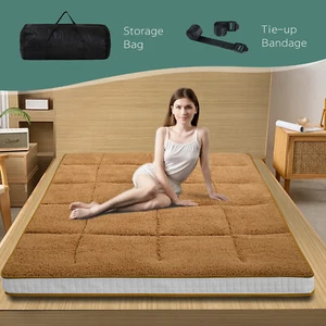 SLSY Japanese Floor Mattress Futon Mattress, Sherpa Fleece Roll Up Mattress Pad - Picture 1 of 27