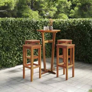 2/4/6/8x Solid Acacia Wood Outdoor Bar Chair Garden Outdoor Lounge Seat vidaXL - Picture 1 of 22