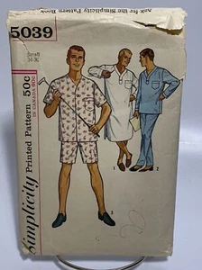 Pyjama Herren Größe S 34-36 Nachthemd Vintage 60er Jahre Nähmuster S5039 Retro Kern - Bild 1 von 2