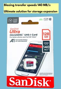 128GB Sandisk MicroSD Ultra Class 10 Memory Card 140MB/s - Picture 1 of 2