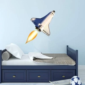 Rocket Ship Wall Decal - Spaceship Stickers for Kids Walls Peel and Stick Space  - Picture 1 of 10