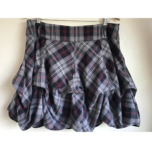 Minifalda vintage gris a cuadros enganche 14 arenque rojo paracaídas caprichoso tartán gótico - Imagen 1 de 6
