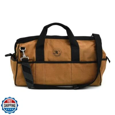 Style N Craft 25 Pkt 20" Wide Mouth Tool Bag-Waterproof Canvas, Brown - Image 1 of 4