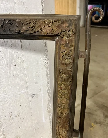 ANTIQUE GRAPE BERRY VICTORIAN BRASS COPPER FIREPLACE SURROUND 34.75 X 31.5” Cover