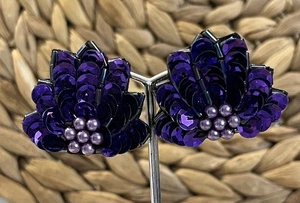 Pendientes de Clip Grandes Años 80 Vintage Colorido Lentejuelas Brillante Tono Dorado - Imagen 1 de 6