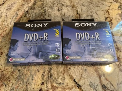 2 Sony DVD+ R 3 Pack Discs With Cases 120 min 4.7 GB Blank New Sealed Blank DVD - Image 1 of 2